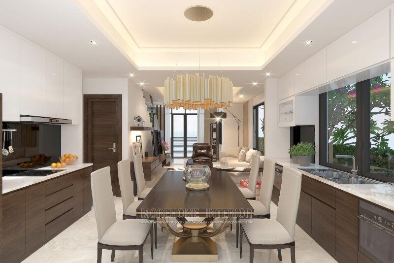 Thiết kế tủ bếp đẹp tại biệt thự Vinhomes Thăng Long Hà Nội